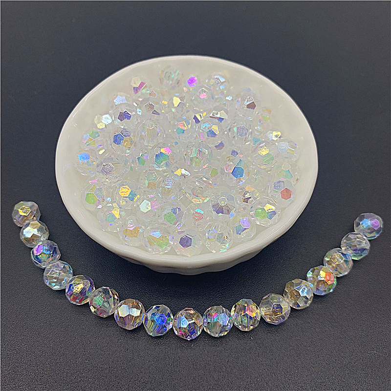 

6mm 8mm 10mm Acrylic Beads ABS Transparent Faceted Bead Oval Shape Spaced Beads For Jewelry Making