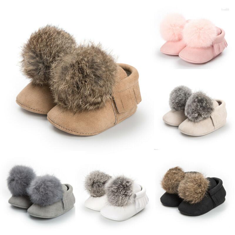 

First Walkers Winter Born Baby Girls Pom Shoes Soft Sole Anti-Slip Prewalker Trainer Pram Princess Casual Sneaker -18M, White