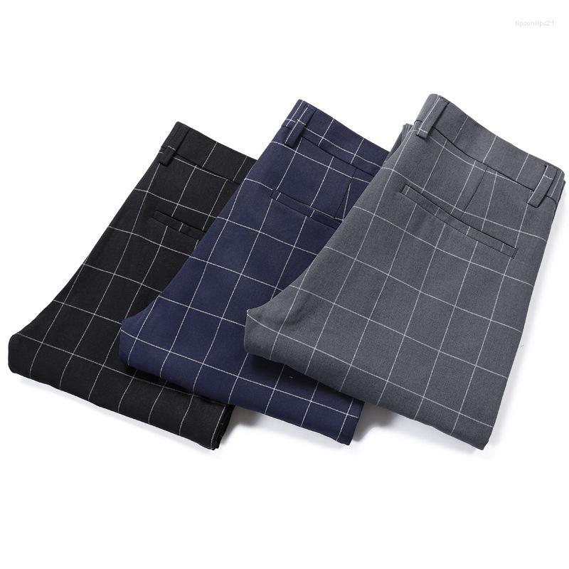 

Men's Suits 2022 Summer Autumn Men Dress Pants Men's Casual Simple Trousers Slim Fit Business Suit Formal Plaid 9, Black
