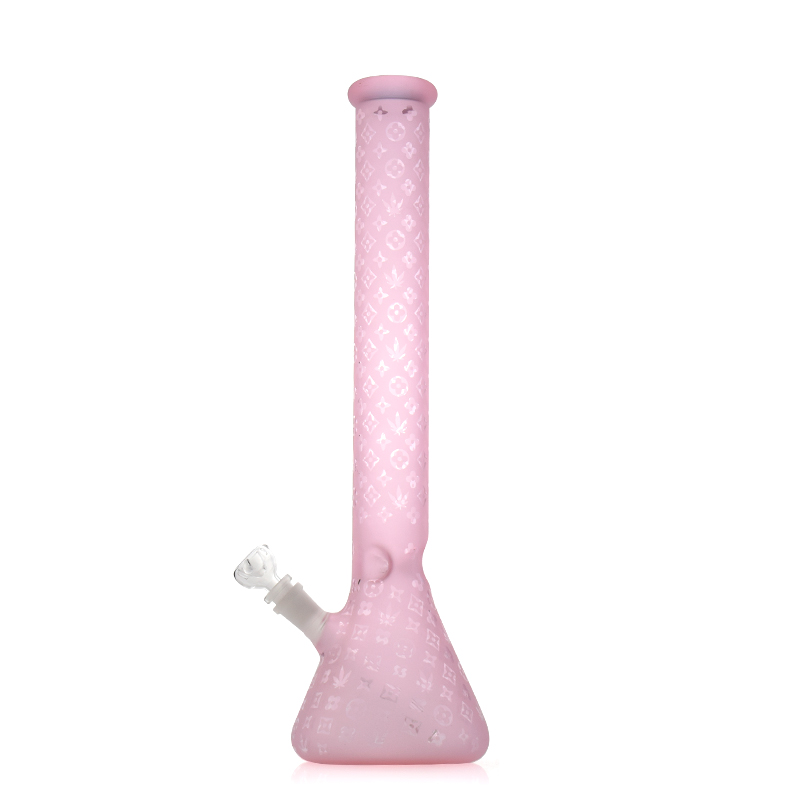 

18.4inches pink color straight tube hookah sandblast beaker bong with diffused downstem and 14mm female joint