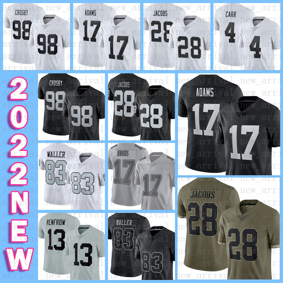 

Davante Adams Raiders Football Jersey Hunter Renfrow Josh Jacobs Darren Waller Clelin Ferrell Maxx Crosby Derek Carr Bo Jackson Malcolm Koonce Chandler Jones, Patch+mens-txz