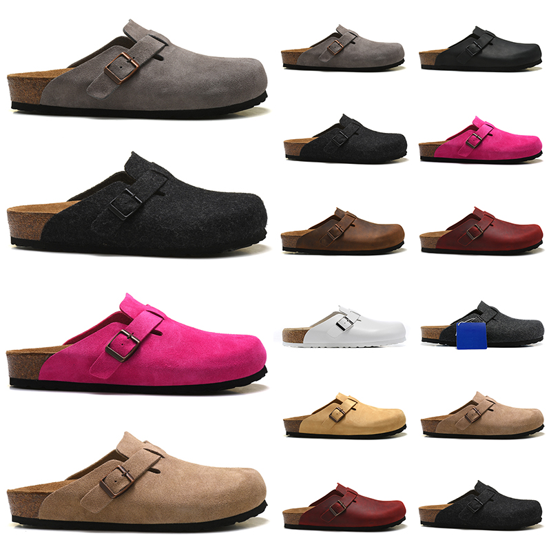 

Boston Clogs Designer Sandals men women slide slippers Footbed Clog Suede Leather Buckle Strap Shoes Woody Outdoor Indoor Hombres Mujeres