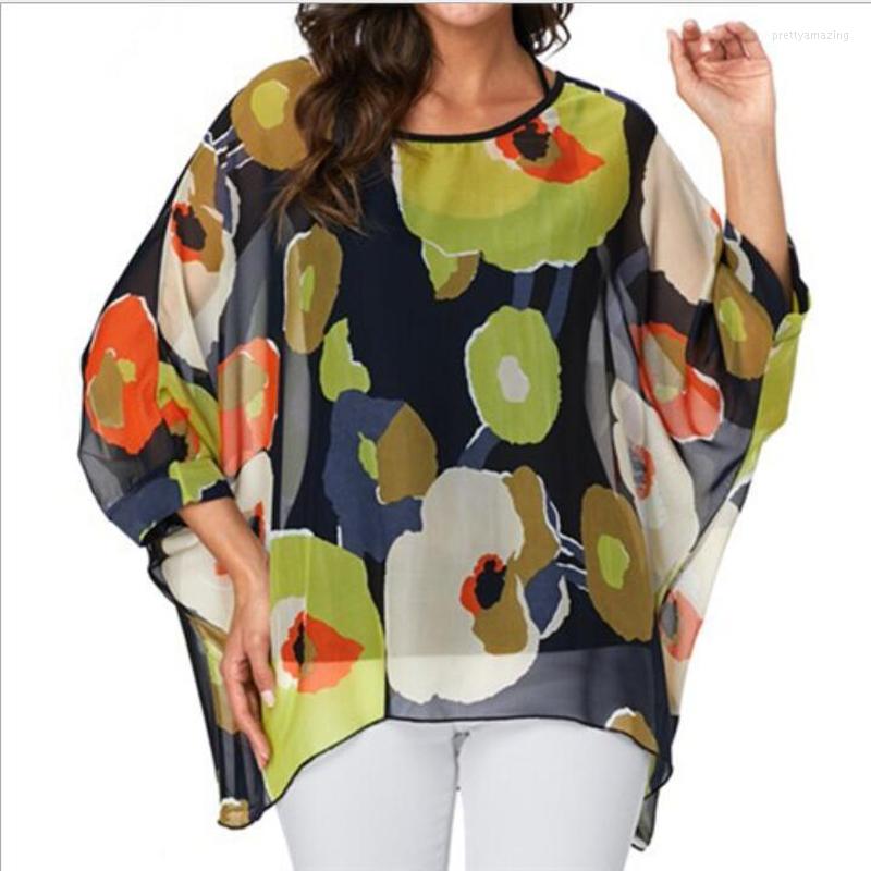 

Women's Blouses Baharcelin 5XL 6XL Summer Blouse Batwing Sleeve Casual Women Printed Dot Chiffon Beach Top Clothing Clothes, 12