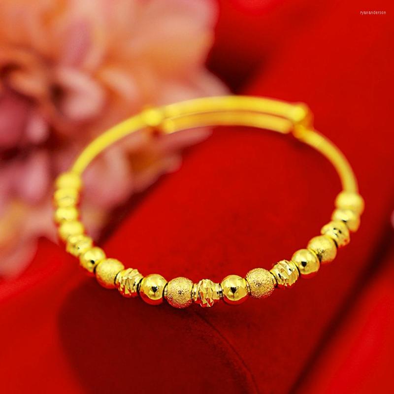 

Bangle Beads Adjustable Bracelet Yellow Gold Filled Womens Gift Diameter 60mm