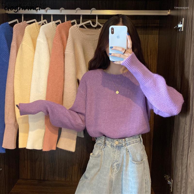 

Women' Sweaters Solid Pullovers Women Batwing Sleeve Candy Color Winter Japanese Style Trendy Retro Ins Loose Slim Waist Knitted Sweater, White