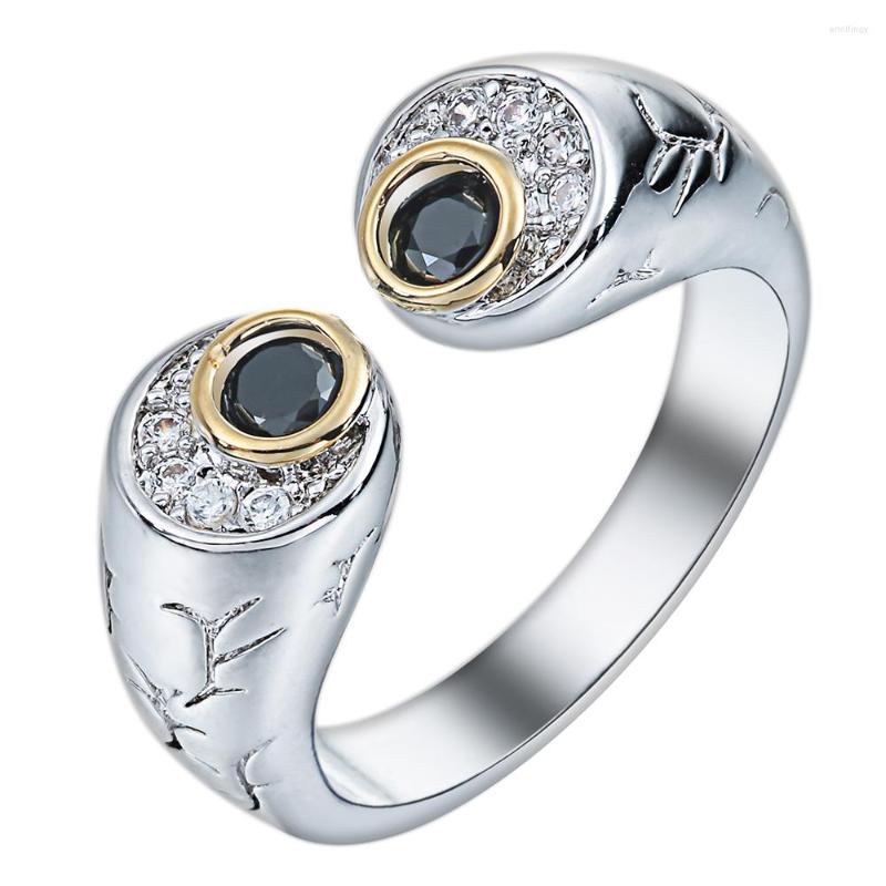 

Wedding Rings Luxury Arrival Unique Micro Black Zircon Pave Setting Finger Ring Party Elegant Fashion Jewelry Gold-color