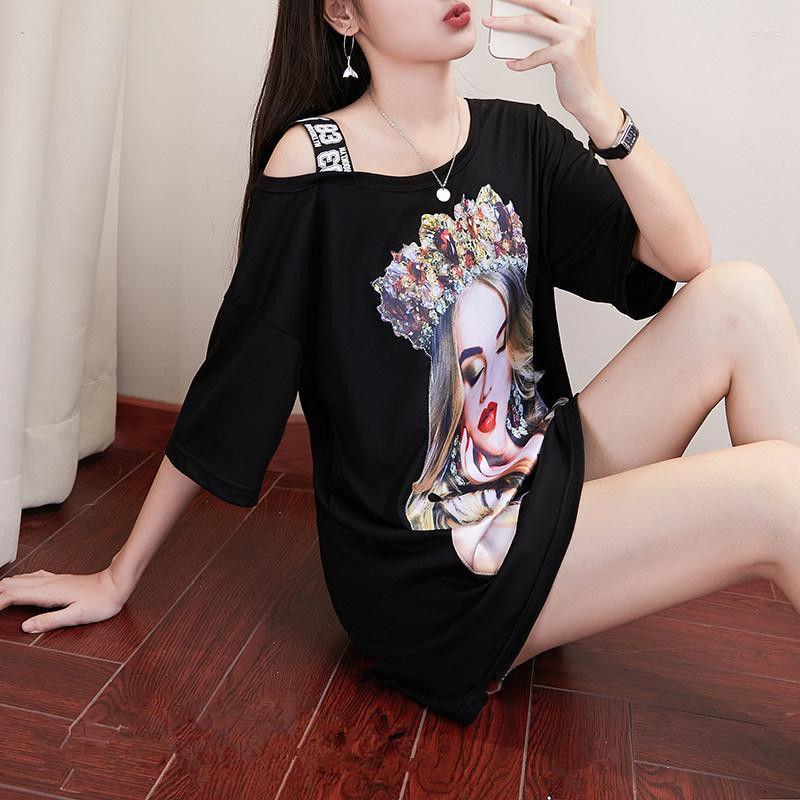 

Women's T Shirts Sexy Clothes Women T-shirt Summer Plain Midi Korean Tops Short Sleeve Graphic Aesthetic Loose Fashion Pulovers Shirt Casual, Black