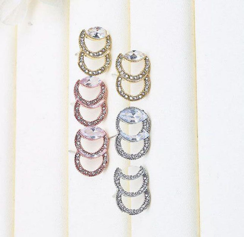 

23ss 20style Fashion Women 18K Gold Plated Design Ear Stud Earring Brand Designers Geometry Crystal Rhinestone Earring Wedding Party