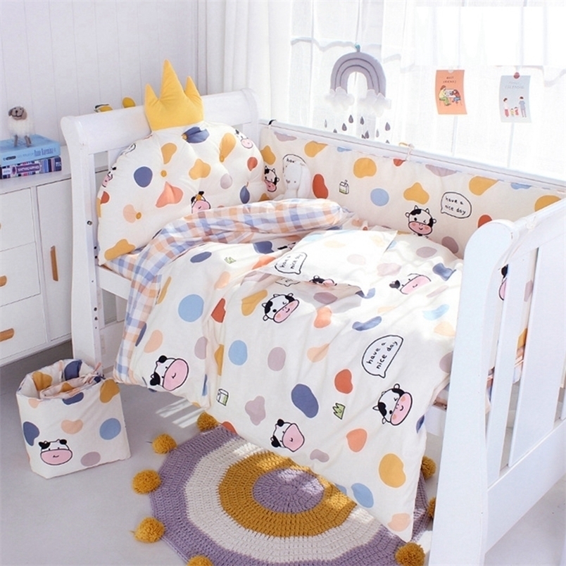 

Bed Rails 5pcs Set Nordic Bed Bumper In The Crib Cotton Crown Shape Baby Cot Bumpers Removable With Filling Baby Crib Bedding Set 221006