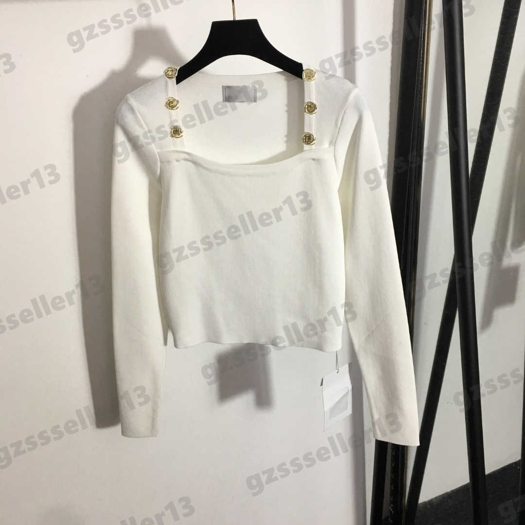

Designer Cardigan Womens Sweater Classic Metal Logo Buttons Women Sweaters Square Neck Long Sleeve Knitted Bottom Shirt Tops 0912, 16