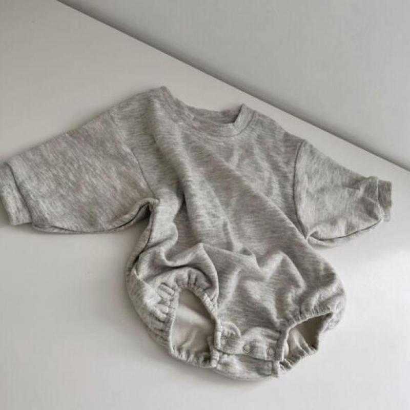 

Rompers Autumn 02y Toddler Boy Solid Loose Full Sleeves Bodysuit Kid Girl Simple Sweatshirts Comfortable Cotton Jumpsuit One Piece J220922, Apricot.