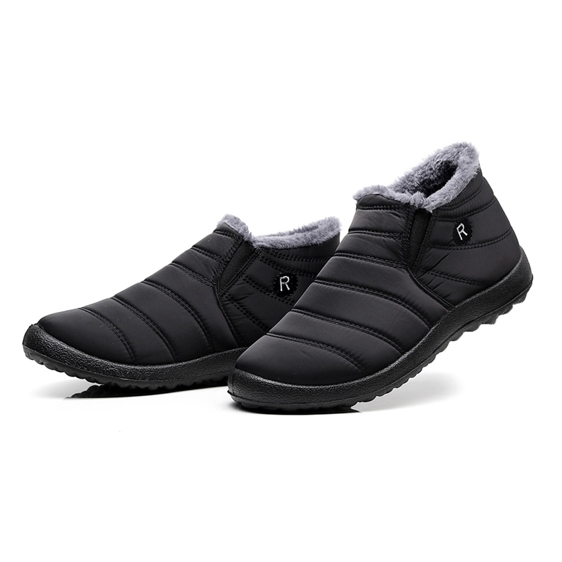 

Boots Men Snow Ankle Winter Unisex Couples Solid Color Plush Inside Anti Skid Bottom Warm Waterproof Ski Shoes 220930, Men black