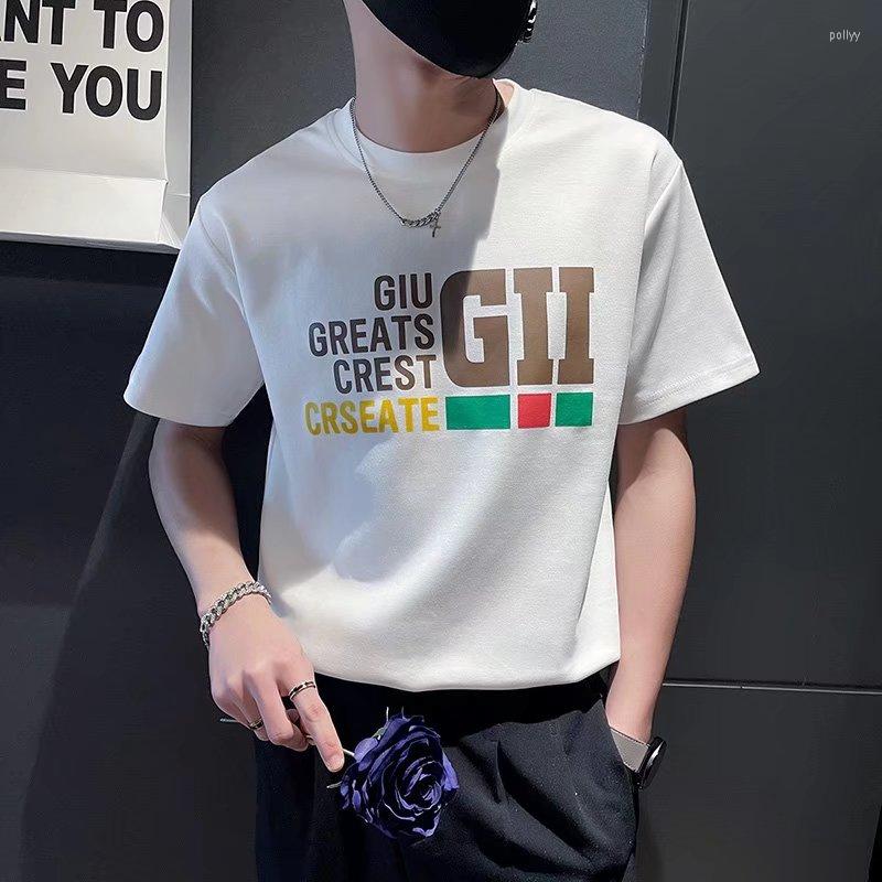 

Men's T Shirts 2022 Summer Men's Tide Brand Letter Printing Short-sleeve Top Casual Wide Round Neck T-shirt Shirt, Black