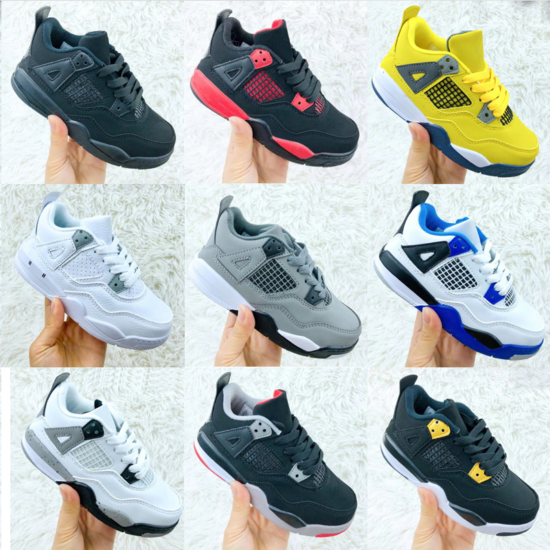 

2022 Sneakers Jumpman 4 4s Kids Basketball Shoes Fire Red University Blue PS Sail Pink Pure Money Hot Lava Infants Men Women Designer Trainers US 6C-5Y 22-37, As photo 3