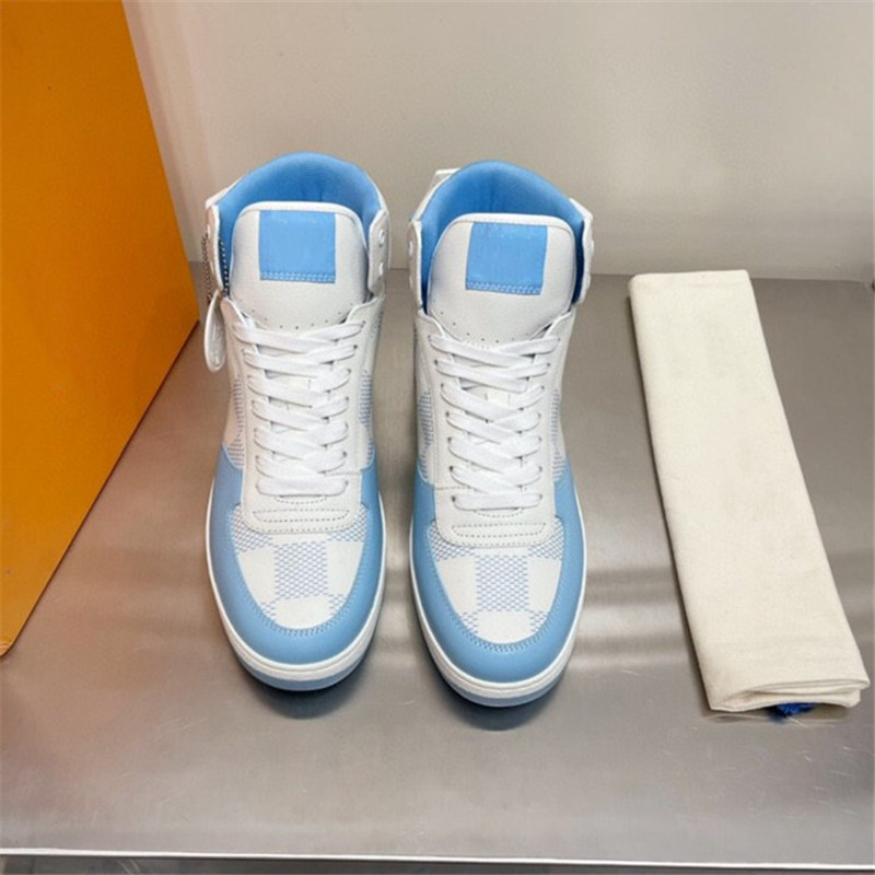 

Men Fashion Casual High-top Sneakers Comfortable Light Color Contrast Skateboard Shoes Size 38-45, Blue