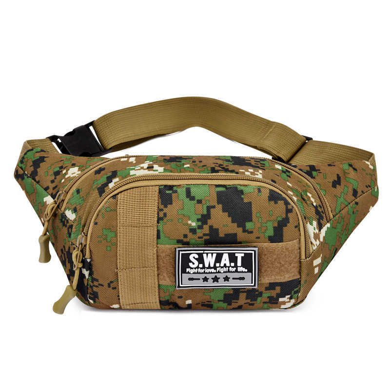 

HBP Waist bag male multi-functional large capacity waterproof wear-resistant site work outdoor fitness mountaineering mobile phone, Desert camouflage