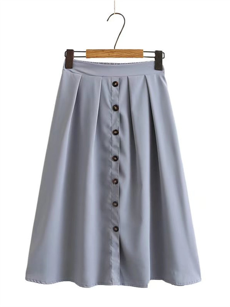 

Plus size Dresses Plus Size Women's Clothing Skirt Elastic High Waist And Front Row Of Vertical Buttons Summer Cotton Dress Large Size Color Skirt 221006, Black