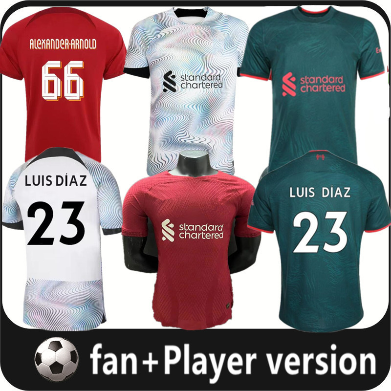 

22 23 Player Fans soccer jerseys season home away 3rd DARWIN 2022 2023 Maillot Foot Mohamed Diogo Luis DIaz Alexander Arnold football tops shirts men uniform S-XXXL 4XL, 22/23 away