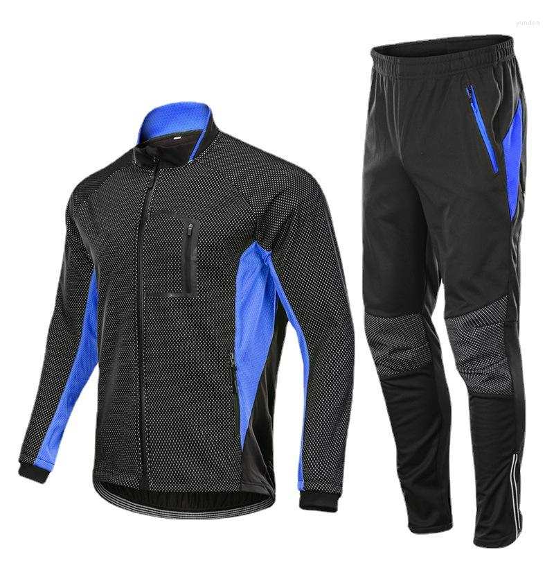 

Racing Sets Men's Composite Waterproof Velcrobar Warm Winter Bike Thick Jacket Set Cycling Suit Ride Windproof Storm, Multi