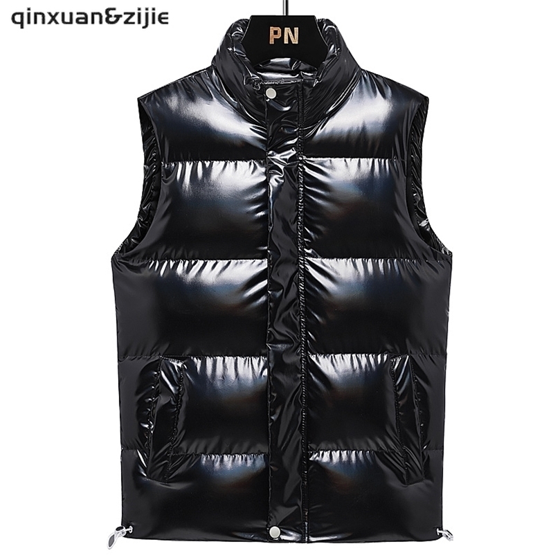 

Mens Down Parkas Casual Mens Jacket Sleeveless Vest Outwear Soft Solid Down Coats Male Cotton Winter Mens Vest Men Thicken Waistcoat 5XL 2201006, Black