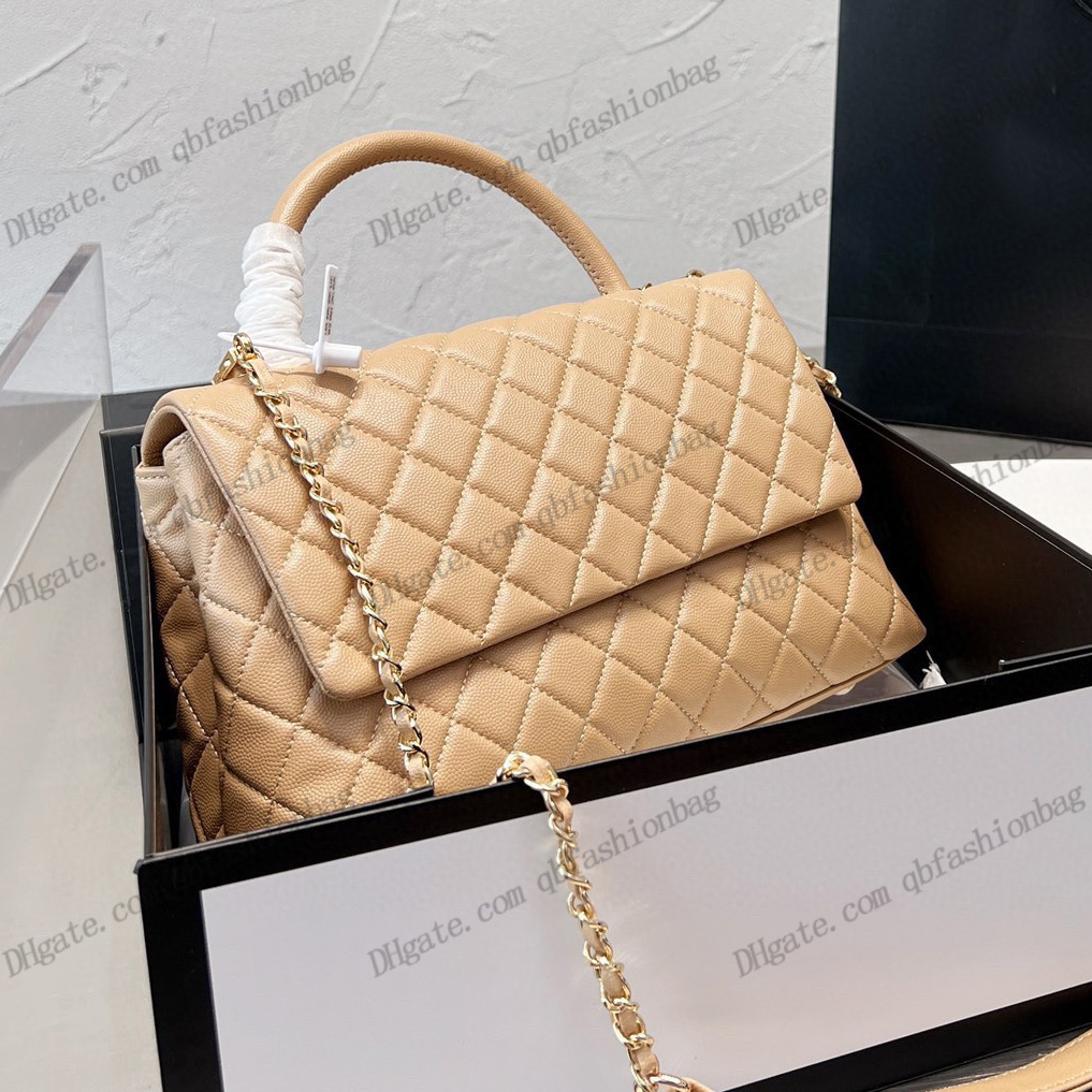 

Womens Top Co Handle Totes Designer Bags Caviar Calfskin Quilted Multi Pochette Classic Vintage Hardware Chain Crossbody Shoulder French Selzburg Handbags 28x16C, Box