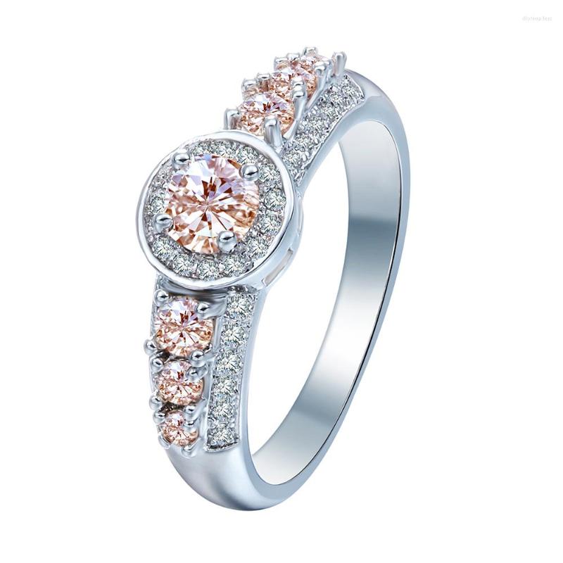 

Wedding Rings Hainon Champagne Cubic Zirconia Luxury Jewelry For Women Fashion Promise Silver Color Simple Gifts