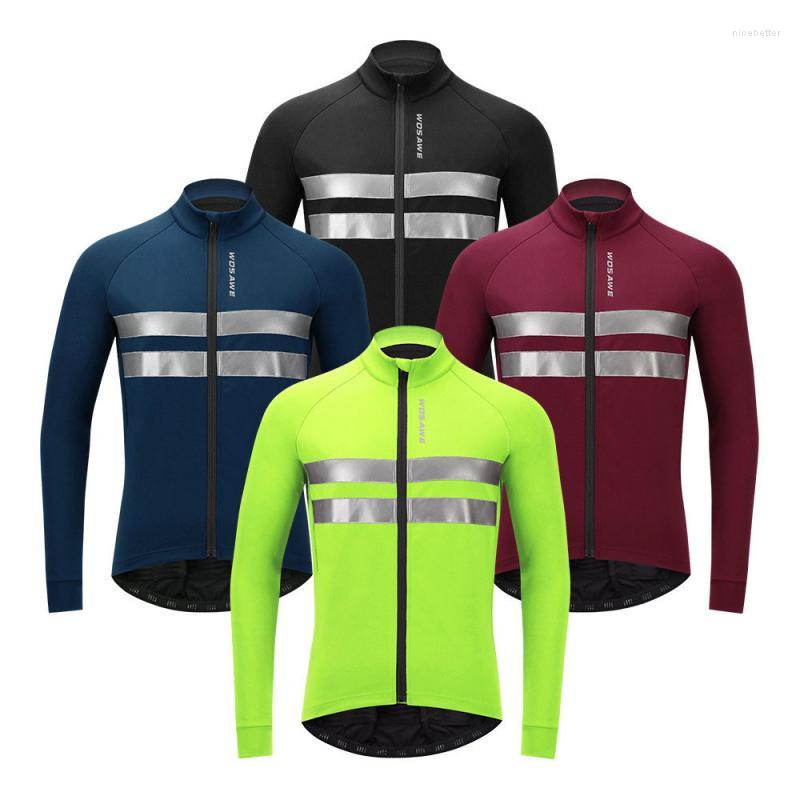 

Racing Jackets WOSAWE Winter Cycling Jersey Fleece Keep Warm Top Long Sleeve Wear Windproof Waterproof Jerseys, Black