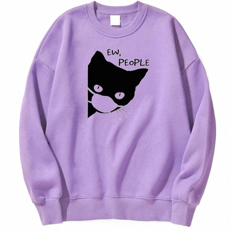 

men's Hoodies & Sweatshirts Ew People Black Cat Women Hoodie Sweatshirt Crewneck Winter Autumn Jumper Pullover Hoody o24P#, Pink
