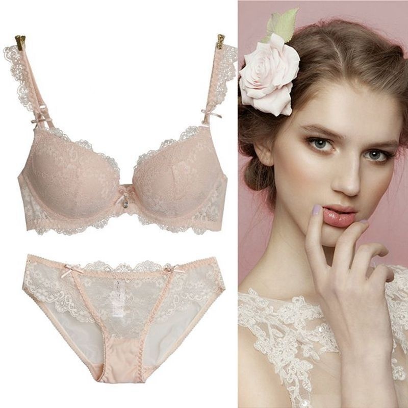 

Bras Sets Thick Chest Showing Large Lace Underwear Set Sexy Gathering Small ening Super 5cm Bra Female 221006, White