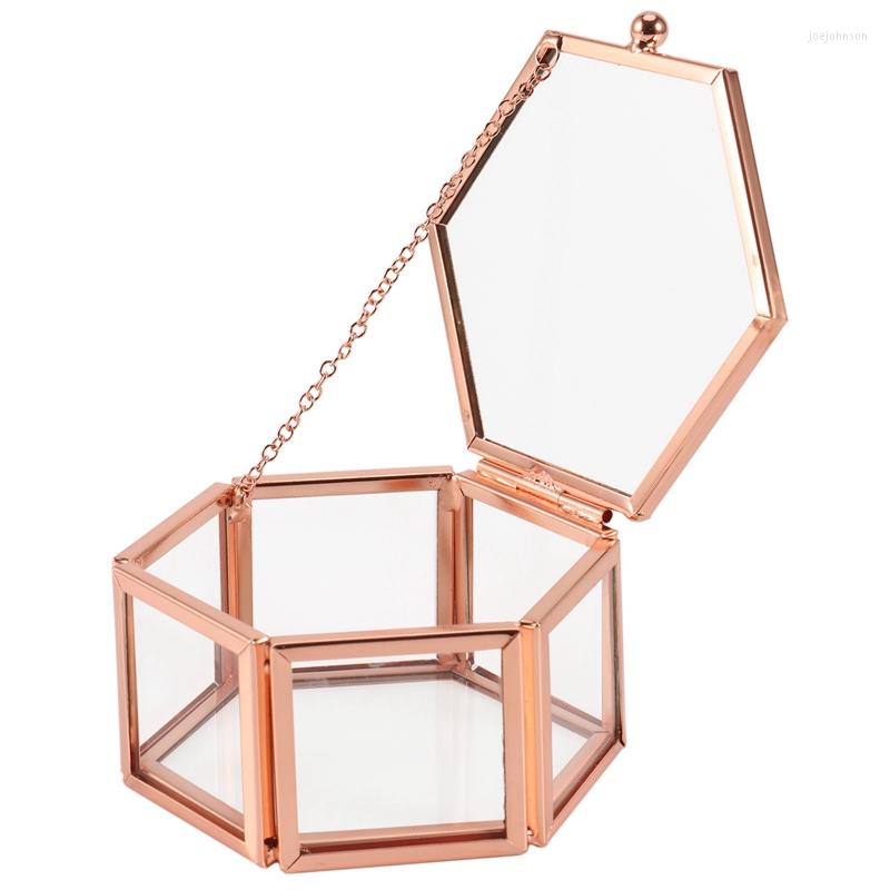 

Jewelry Pouches Storage Box Antique Flower House Glass Transparent Ring Wedding