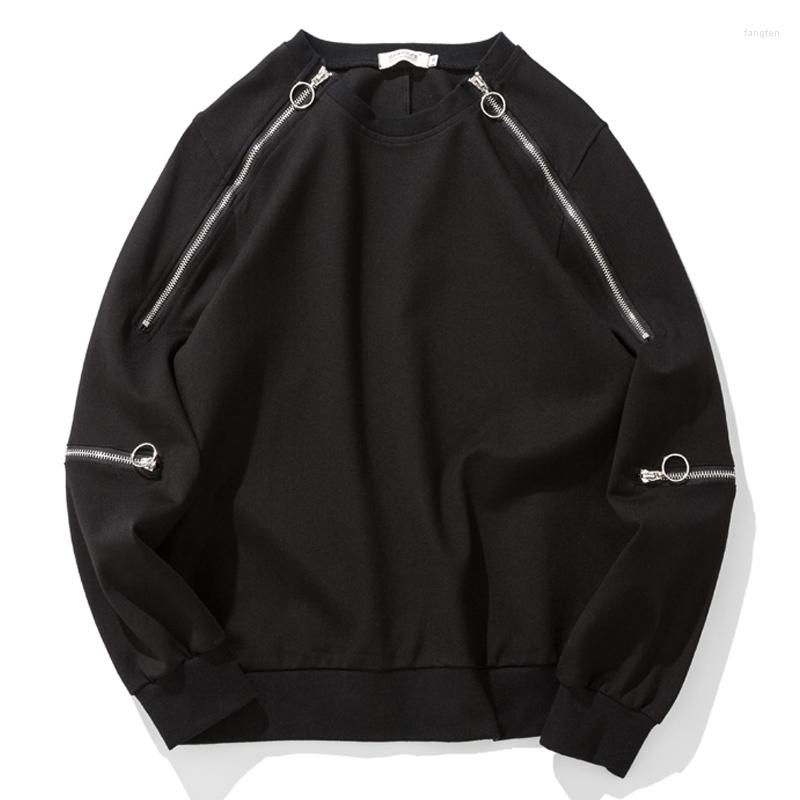 

Men's Hoodies Loose Multi-zipper Design Black Men Sweatshirts Spring Autumn Oversized Streetwear Stitching Cotton Mens Pullover Zip Up