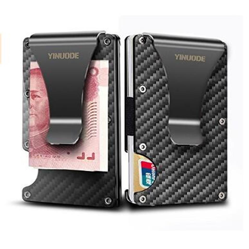 

Carbon Fiber Money Clip Card Holder Wallet 2019 New Version RFID Blocking Mens Slim Credit Card Business ID Holder For Men Provid267z, Blue