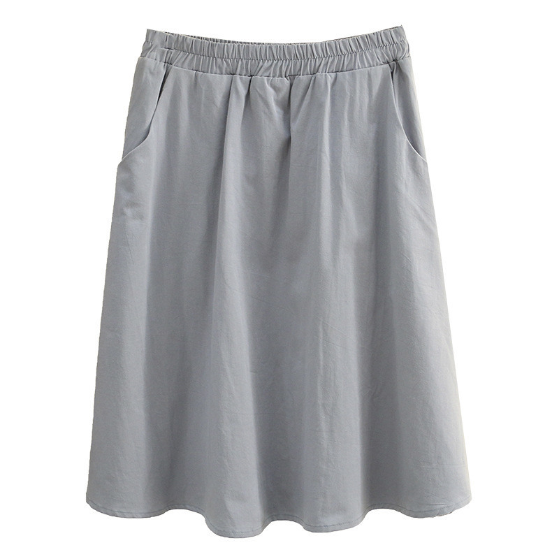 

Plus size Dresses Plus Size Skirts For Women Clothing Simple Washed Cotton Female Skirt Casual Solid Color ALine Comfortable Skirt Summer 221006, Blue