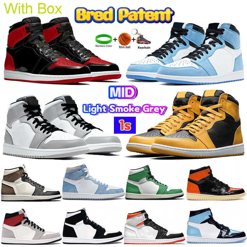 

Usually 10-30days delivered High Royal Patent Bred 1s 1 basketball shoes University Blue Bordeaux dark mocha pollen Light Smoke Grey Twist b without box, #1- patent bred