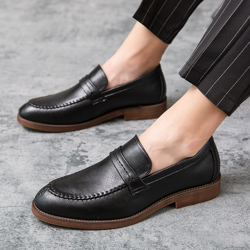 

Luxury Plain Brogue Oxford Shoes Stitching Pointed Toe Men's Fashion Business Shoes Multi-Size 38-47, Black