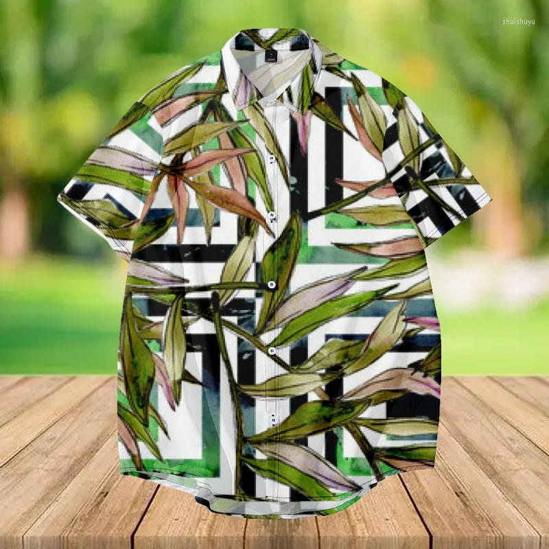 

Men's Casual Shirts Male Hawaiian Fashion Quality Men's Button Hawaii Print Beach Short Sleeve Camisas Quick Dry Top Blouse, Hawaiian style-1