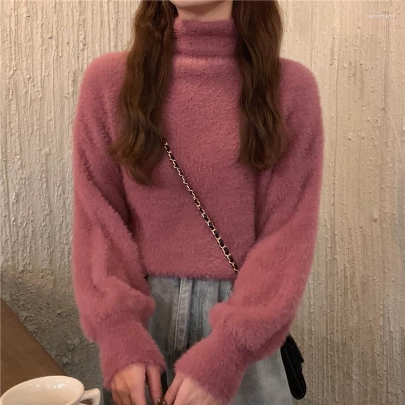 

Women's Sweaters Women Turtleneck Sweater 2022 Autumn And Winter Loose All-match Thicken Plus Fleece Knitted Jumper Pullover, Red