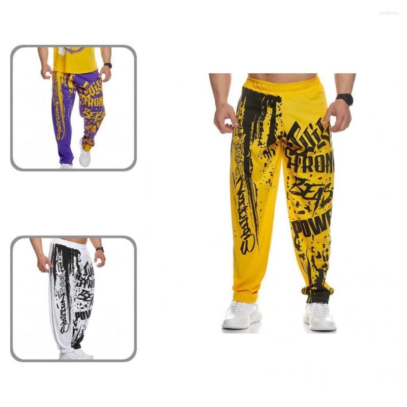 

Men's Pants Loose Stylish Print Hip-hop Style Jogging All Match Joggers Sweatpants Soft For Training, Black