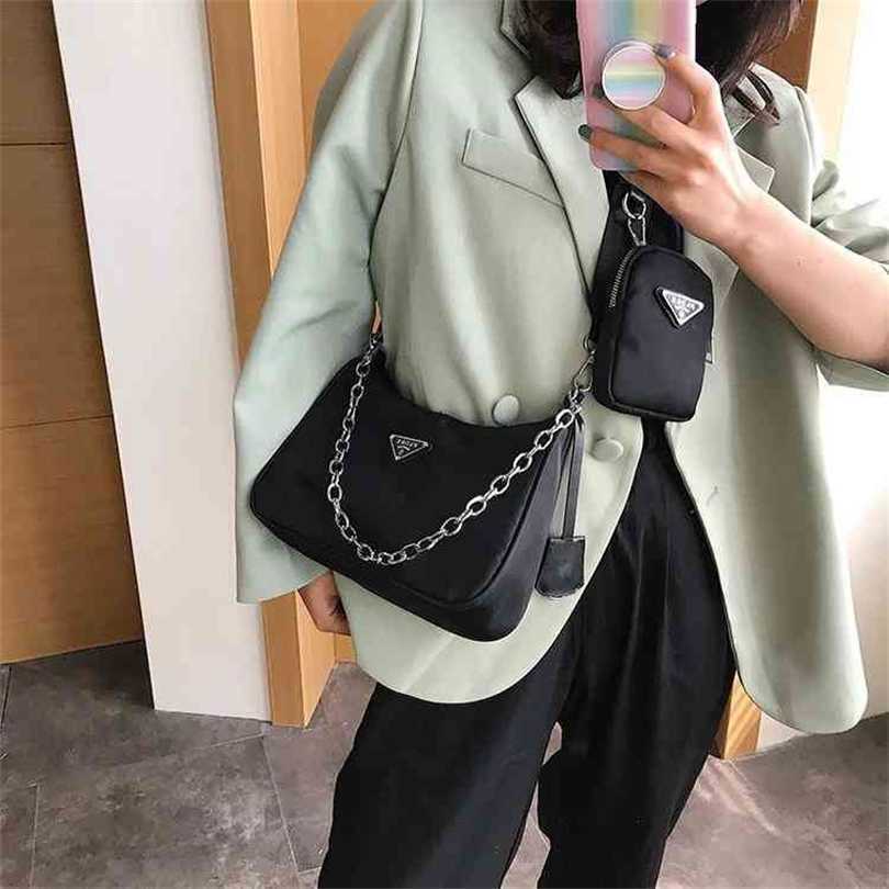 

70% OFF 2023 Designer bag Luxury hand Net red women's nylon oxford cloth armpit leisure three in one single slanting chainXFUY, Black
