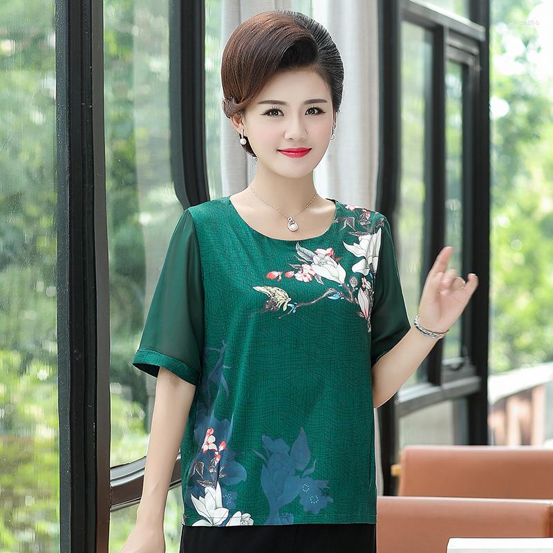 

Women's Blouses Women Casual Short Sleeve Floral Blouse Shirt Tops Summer Loose -5XL, Green