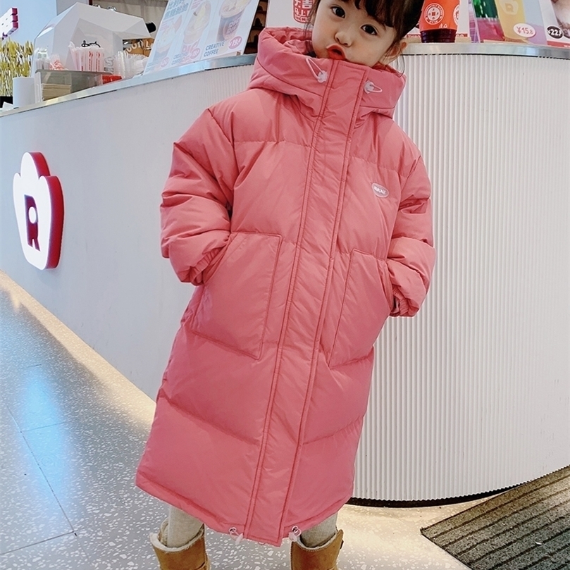 

Down Coat Winter Girls Boys Long Down Coat Baby Kids Children Thick Warm Hooded Down Jacket 110160CM 2201006, As photo