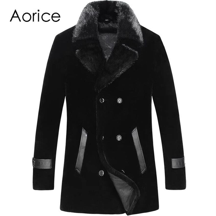 

Men's Jackets MT8106 Natural Real Fur Lamb Wool Coat For Men Short Collar Casual Shearling Genuine Leather Jacket Warm Thick287W, As pic