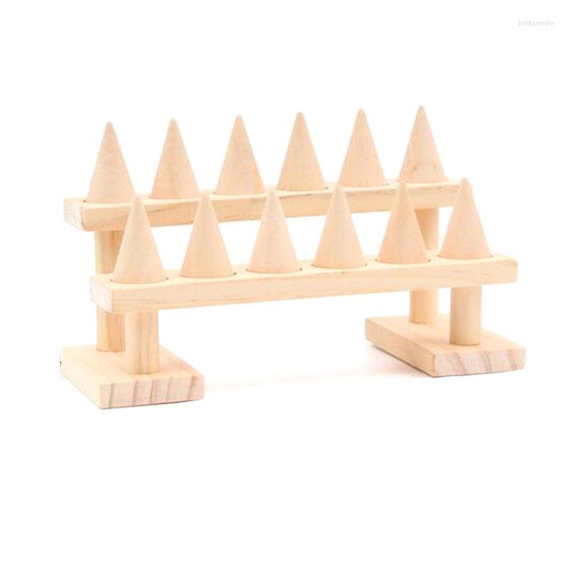 

Jewelry Pouches Simple Six Solid Wood Cone Ring Display Stand Home Accessories Shelf Pendulum Rack Holder