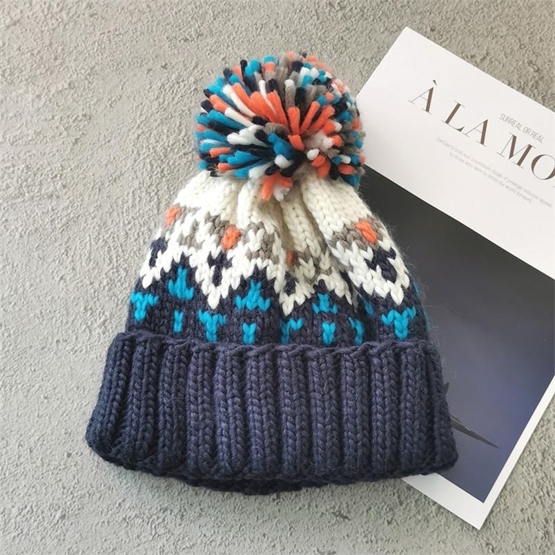 

Caps Hats Women Mens Winter Pom Poms Outdoor Girls Knitted Beanies Cap Thick Skullies Warm 221006, Orange