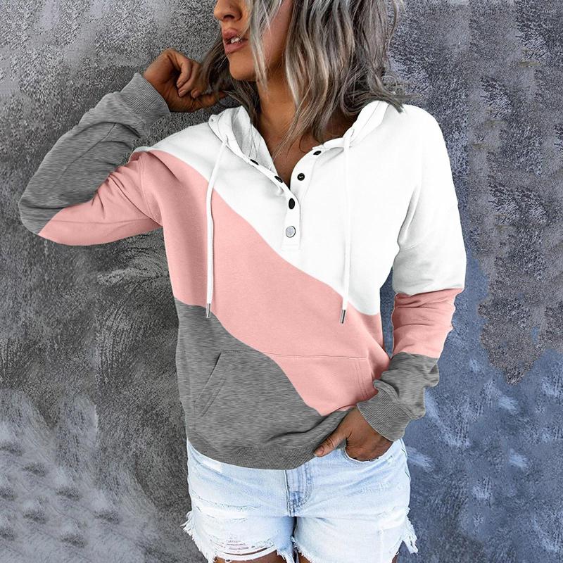 

Women' Hoodies Plus Size Women Pullover Casual Button Down Long Sleeve Pocket Streetwear Sweatshirts Sudaderas Con Capucha, Pink