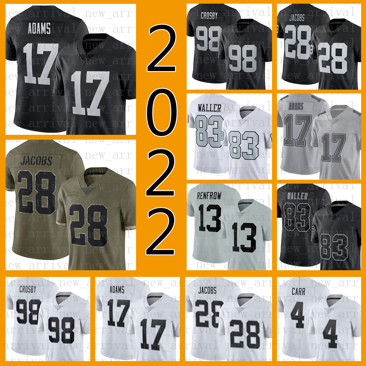 

Foster Moreau Football Jersey Charles Woodson Davante Adams Josh Jacobs Darren Waller Crosby Derek Carr Denzel Perryman Tre'von Moehrig Trayvon Mullen Nate Hobbs, Mens-txz