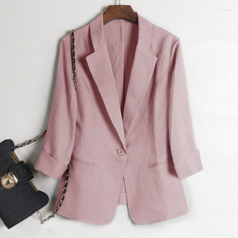 

Women's Suits Women Cool Pink Blazer 2022 Summer Fashion Ladies Thin Cotton Jackets Single Button Elegant Female Chic Casual Top, Black