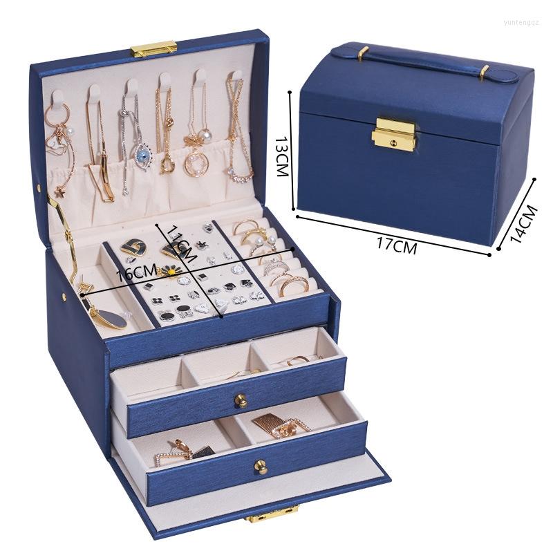 

Jewelry Pouches Box High Capacity PU Leather Necklace Earrings Rings Bracelets Portable Travel Casket