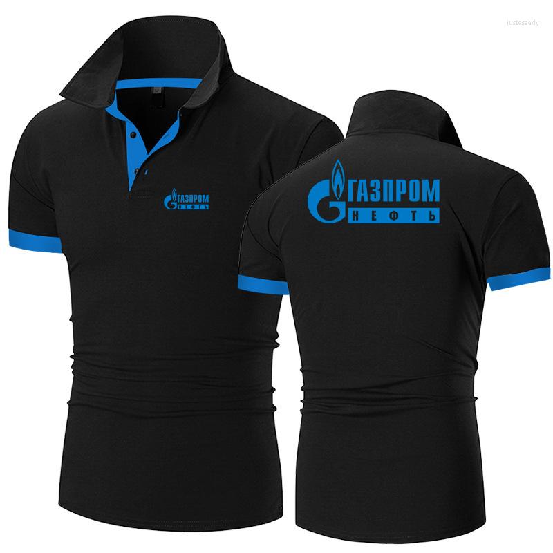 

Men' Polos 2022 Men' Russia Gazprom Printing Fashion Summer Stritching Shorts Sleeve High Quality Leisure T Shirt Polo Tops