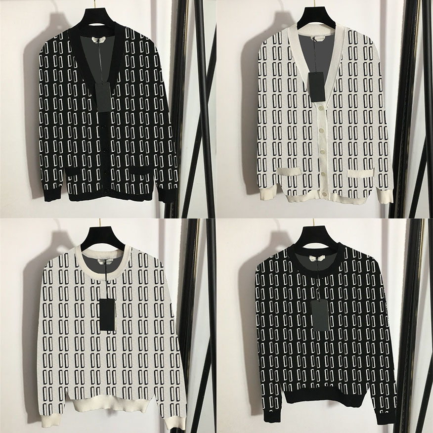 

Fashion Designer Cardigan Coat Womens Sweaters Autumn Winter V Neck Long Sleeve Knitted Hoodie Tops Full Letter Sweater Clothing, Sweater/black